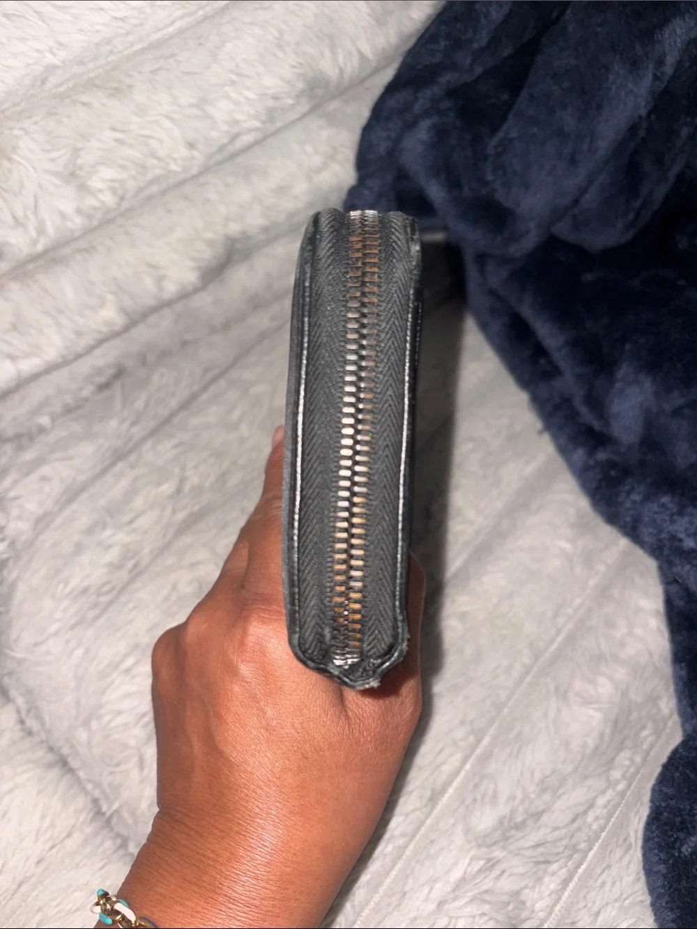Prada Gray and Black Camouflage Zip Wallet